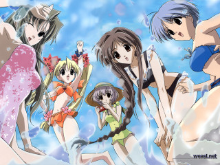 Girls beachflower anime splash water - a flower free wallpaper