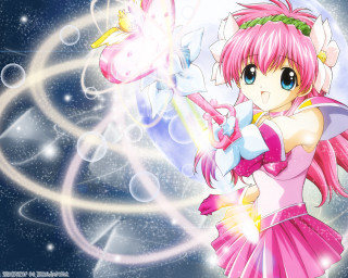 Pink hair girl butterfly stars - a pink object free wallpaper for desktop