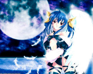 Angelic gothic anime girl moon - angel free wallpaper
