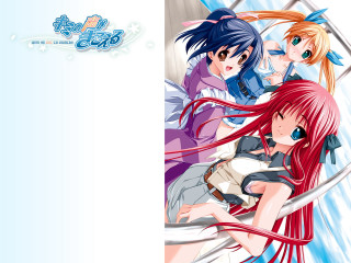 Anime girls red hair blue 2 - long red hair free wallpaper