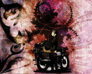 Man motorcycle floral background clock - floral free wallpaper for desktop