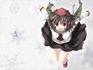 Flying woman blackwhite dress hat - her arm free wallpaper for desktop