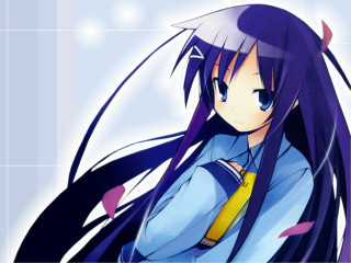 Anime girl purple hair blue 15 - long purple hair free wallpaper