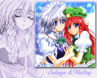 Sakuya melting anime hug illustration - a couple of anime characters free wallpaper for desktop
