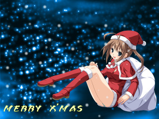 Santa girl anime snow christmas - kyoto animation free wallpaper