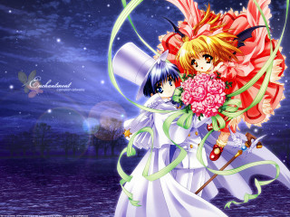 Anime flowers moon stars city - a couple of anime characters holding free wallpaper