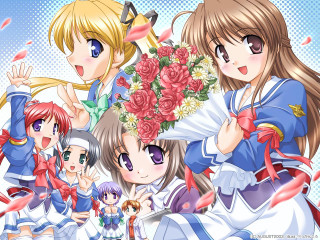 Anime girls flower hair man - promotional free wallpaper for desktop