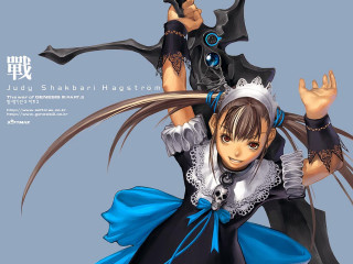 Woman blue dress sword man 2 - a blue cape free wallpaper