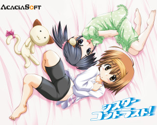 Anime couple bed cat dog - a bed together free wallpaper
