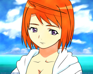 Anime girl orange hair blue - orange hair free wallpaper