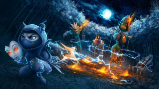 Cartoon character running field fire - effect free wallpaper