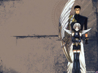 Winged couple grungy wall neogeo - a background free wallpaper