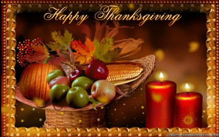 Thanksgiving card fruit basket candles - free holidays wallpaper