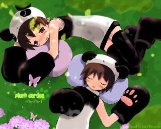 Anime girls pandas nature blush - chiho aoshima free wallpaper