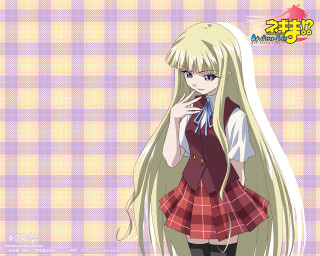 Girl long blonde school uniform - plaid free wallpaper
