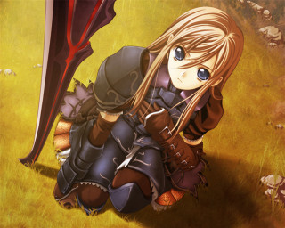 Girl sword helmet grass armor - a sword and a helmet free wallpaper