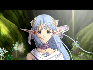 Anime blue hair horns rpg - a purple ribbon free wallpaper for desktop
