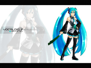 Girl sword boot aqua hair - a white background free wallpaper