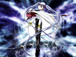 Anime whitehair whitedress redcape hologram - a red cape free wallpaper