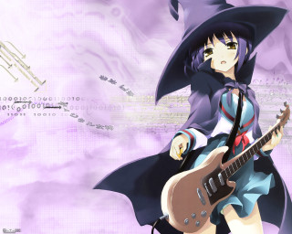 Witch guitar singing purple anime - anime free wallpaper for desktop