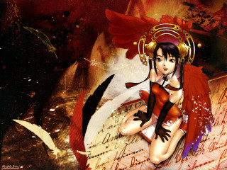 Red dress woman sitting aurora - a red bird free wallpaper