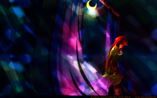 Red hair yellow dress crescent - a crescent free wallpaper