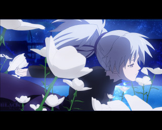 Sky stars flowers astronaut anime - neoromanticism free wallpaper for desktop