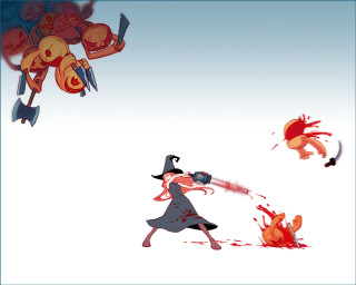 Cartoon demon blood weapon splash - a demon in the background free wallpaper