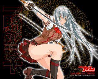 Woman dragon sword poster schooluniform - serial free wallpaper