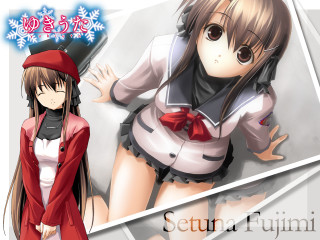 Girl red coat and white - key art free wallpaper for desktop