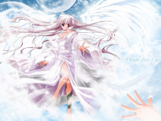 Angelic woman flying white dress - a white dress free wallpaper for desktop