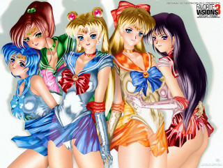 Colorful girls anime style sailor - a group of girls free wallpaper for desktop