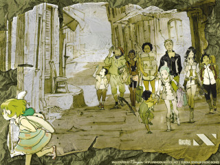 Group people street building stone - a drawing of a group free wallpaper for desktop