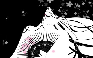 Woman hair blowing flowers stars - yukito kishiro free wallpaper for desktop