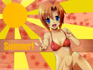 Summer girl bikini anime floral - a cartoon girl in a bikini free wallpaper