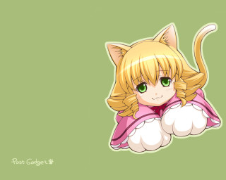 Cat ears blonde girl green - a cats head free wallpaper
