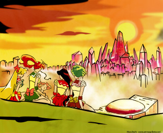 Afrofuturism anime sailor senshi girls - a cartoon of a group free wallpaper