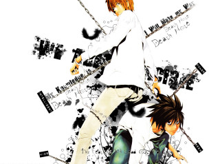 Anime couple swords blackwhite background - poster art free wallpaper