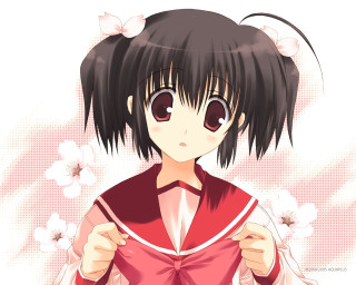 Anime girl pink bow floral - a pink bow free wallpaper