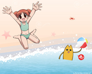 Cartoon girl jumping water beachball - a starfish free wallpaper for desktop