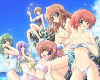 Beach girls bikini blue sky - a group of women free wallpaper for desktop