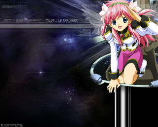 Pink hair anime girl cityscape - a pole free wallpaper for desktop