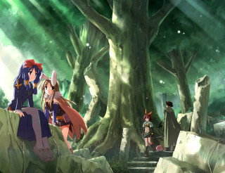 Forest fantasy girls bamboo sunlight - a forest free wallpaper