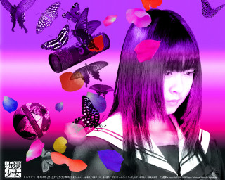 Purple butterflies hearts chiho aoshima - poster art free wallpaper for desktop