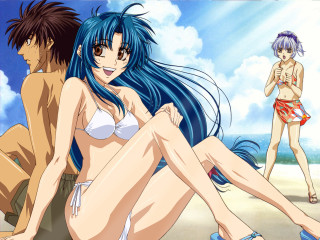 Beach bikini bluehair sky sitting - the beach next free wallpaper
