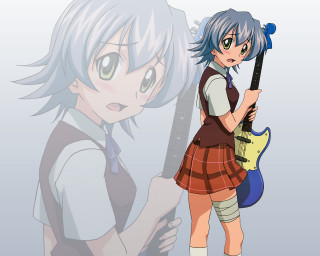 Girl guitar backpack rayonism portrait - a guitar free wallpaper