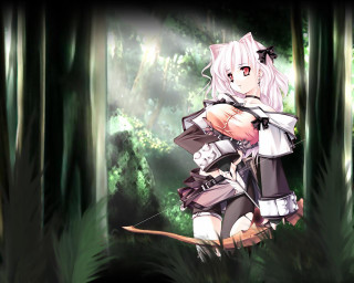 Woman forest archer bow sunlight - a woman in a forest free wallpaper