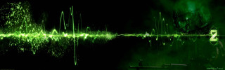 Green black soundwave demon face - a black background free wallpaper for desktop