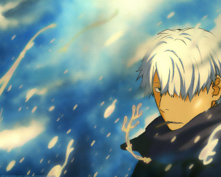 White hair man snow anime - visual art free wallpaper