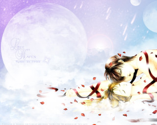 Snowwoman fullmoon animefantasy blondecherry leaves - a full moon in the sky free wallpaper for desktop
